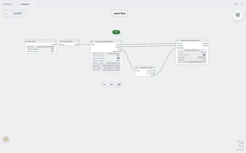 work.flow: workflow do faktur, od wyboru folderu przez arkusz z wydatkami po maila z podsumowaniem